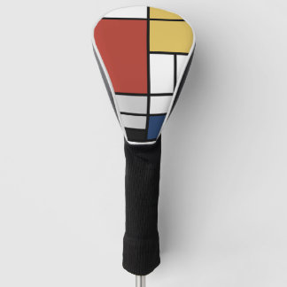 Mondrian Painting Red Plane Yellow Black Grey Blue Golf Head Cover