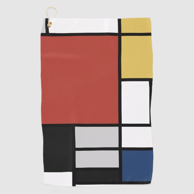 Mondrian Painting Red Plane Yellow Black Grey Blue Golf Towel (Front)