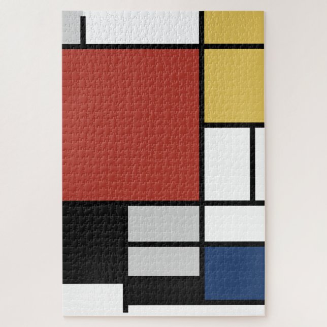 Mondrian Painting Red Plane Yellow Black Grey Blue Jigsaw Puzzle (Vertical)