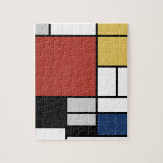 Mondrian Painting Red Plane Yellow Black Grey Blue Jigsaw Puzzle