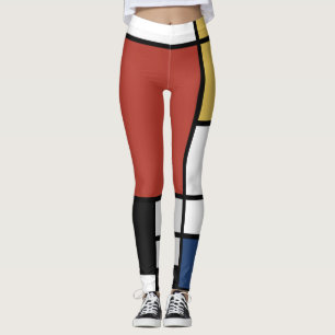 Mondrian Painting Red Plane Yellow Black Grey Blue Leggings