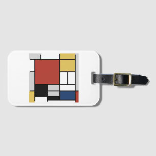 Mondrian Painting Red Plane Yellow Black Grey Blue Luggage Tag