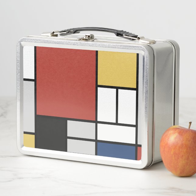 Mondrian Painting Red Plane Yellow Black Grey Blue Metal Lunch Box (In Situ)