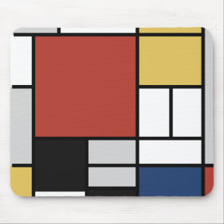Mondrian Painting Red Plane Yellow Black Grey Blue Mouse Mat