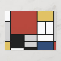 Mondrian Painting Red Plane Yellow Black Grey Blue