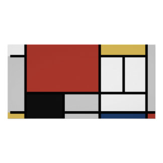 Mondrian Painting Red Plane Yellow Black Grey Blue Poster