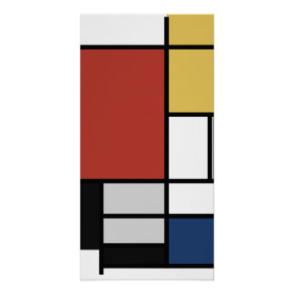 Mondrian Painting Red Plane Yellow Black Grey Blue Poster