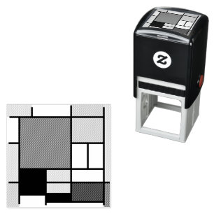 Mondrian Painting Red Plane Yellow Black Grey Blue Self-inking Stamp