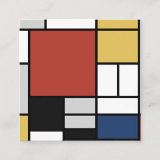 Mondrian Painting Red Plane Yellow Black Grey Blue Square Business Card