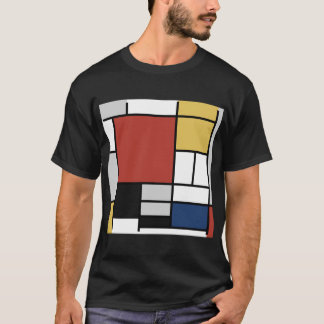 Mondrian Painting Red Plane Yellow Black Grey Blue T-Shirt