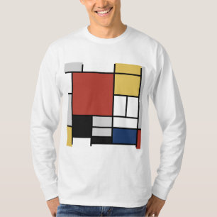 Mondrian Painting Red Plane Yellow Black Grey Blue T-Shirt