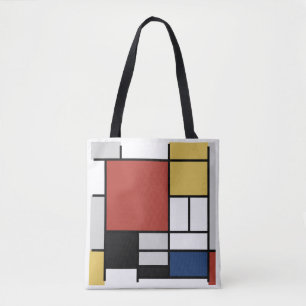 Mondrian Painting Red Plane Yellow Black Grey Blue Tote Bag