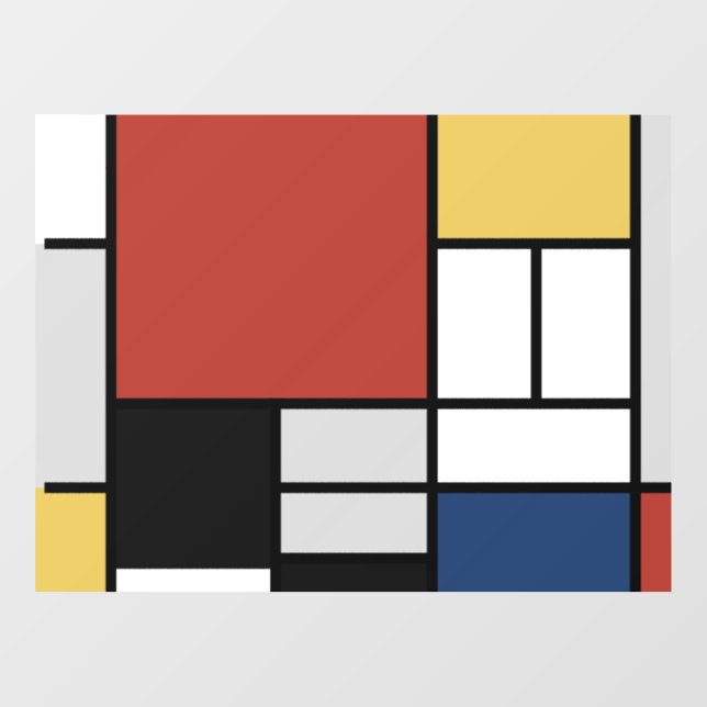 Mondrian Painting Red Plane Yellow Black Grey Blue Window Cling (Sheet)