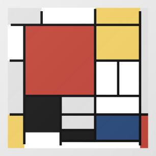 Mondrian Painting Red Plane Yellow Black Grey Blue Window Cling