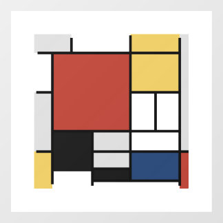 Mondrian Painting Red Plane Yellow Black Grey Blue Window Cling