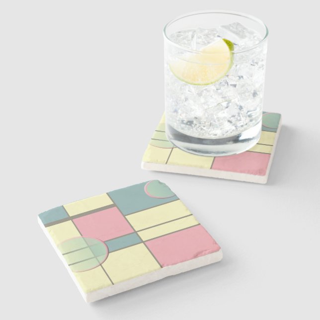 Mondrian & Pastell Stone Coaster (Side)