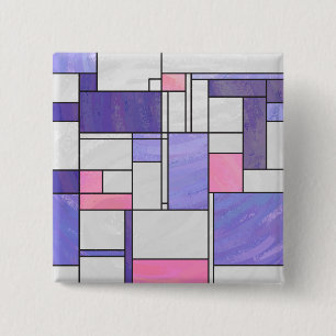 Mondrian Pink Purple White Print 15 Cm Square Badge