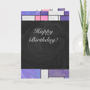 Mondrian Pink Purple White Print Card