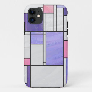 Mondrian Pink Purple White Print iPhone 11 Case