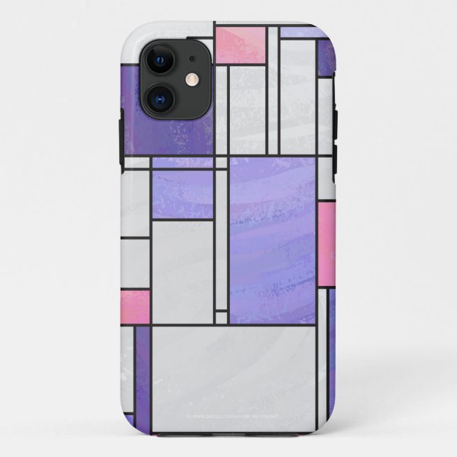 Mondrian Pink Purple White Print Case-Mate iPhone Case (Back)