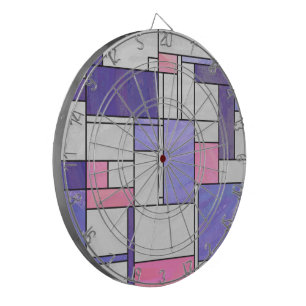 Mondrian Pink Purple White Print Dartboard