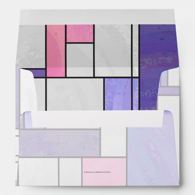 Mondrian Pink Purple White Print Envelope (Back (Bottom))