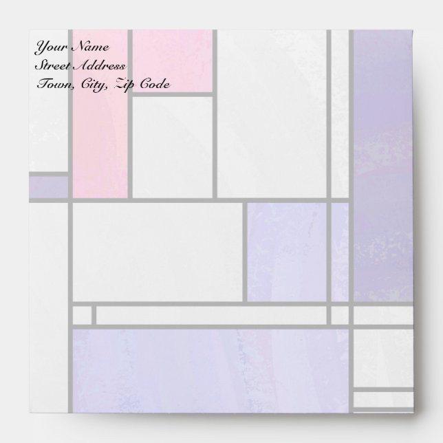 Mondrian Pink Purple White Print Envelopes (Front)