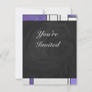 Mondrian Pink Purple White Print Invitation