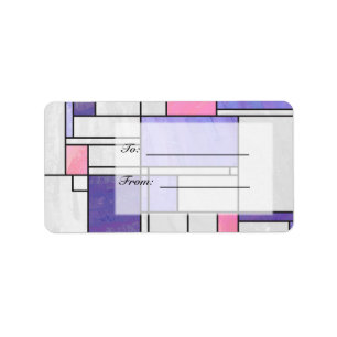 Mondrian Pink Purple White Print Label