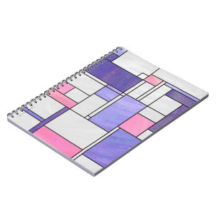 Mondrian Pink Purple White Print Notebook