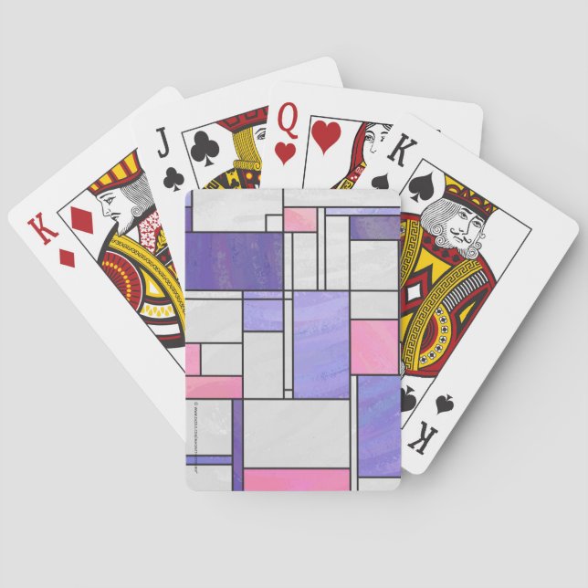 Mondrian Pink Purple White Print Playing Cards (Back)