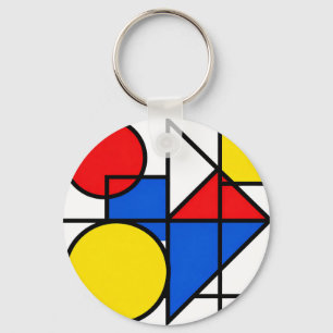 Mondrian Primary Color Composition Key Ring