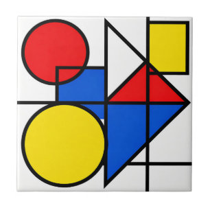 Mondrian Primary Color Composition Tile