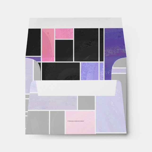 Mondrian Purple Pink Black Print Envelopes (Back (Bottom))