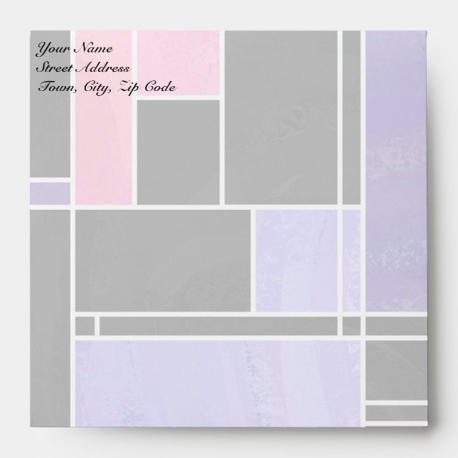 Mondrian Purple Pink Black Print Envelopes (Front)
