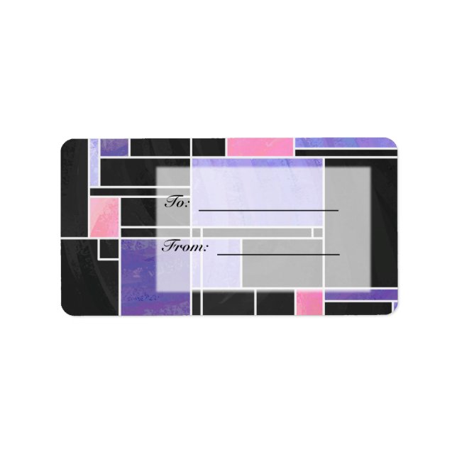 Mondrian Purple Pink Black Print Label (Front)