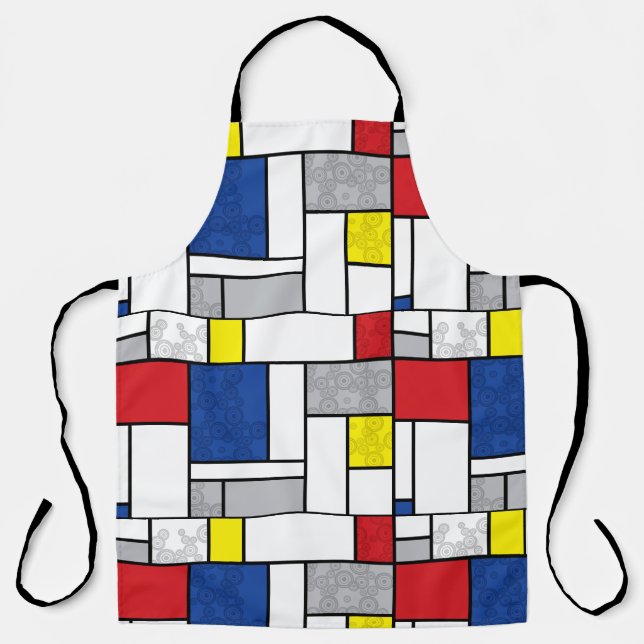 Mondrian Retro Circles Minimalist De Stijl Mod Art Apron (Front)