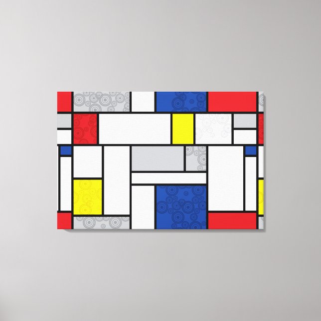 Mondrian Retro Circles Minimalist De Stijl Mod Art Canvas Print (Front)