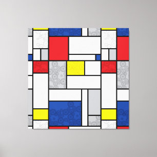 Mondrian Retro Circles Minimalist De Stijl Mod Art Canvas Print