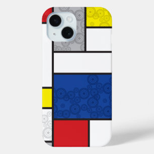 Mondrian Retro Circles Minimalist De Stijl Mod Art iPhone 15 Case