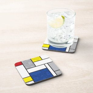 Mondrian Retro Circles Minimalist De Stijl Mod Art Coaster