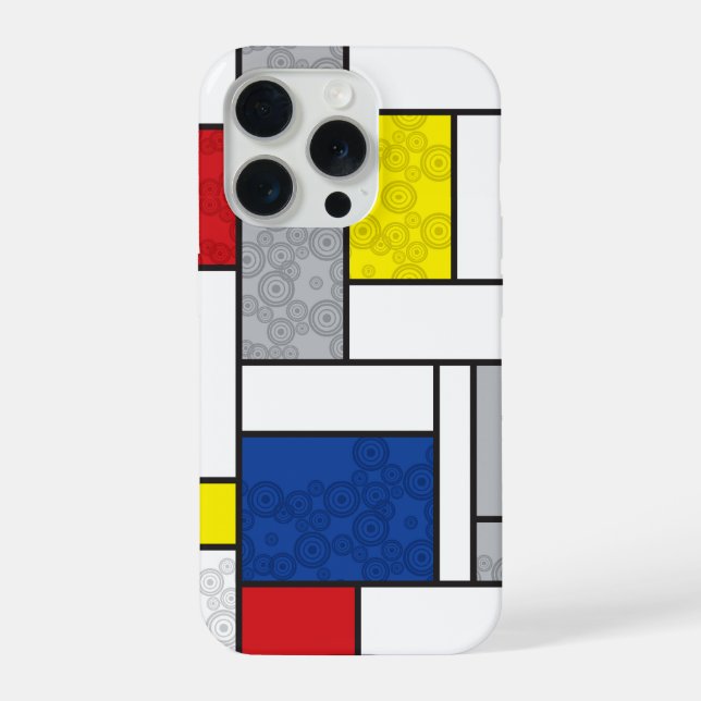 Mondrian Retro Circles Minimalist De Stijl Mod Art iPhone Case (Back)