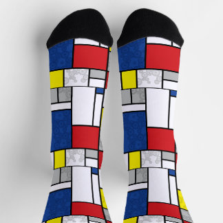 Mondrian Retro Circles Minimalist De Stijl Mod Art Socks