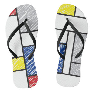 Mondrian Scribbles De Stijl Modern Art Flip Flops