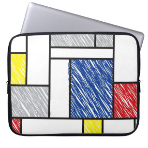 Mondrian Scribbles Minimalism De Stijl Art Laptop Sleeve