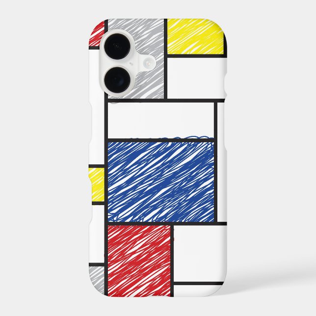 Mondrian Scribbles Minimalist De Stijl Modern Art (Back)