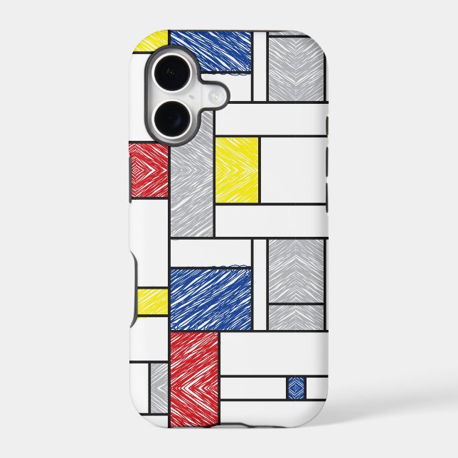 Mondrian Scribbles Minimalist De Stijl Modern Art (Back)