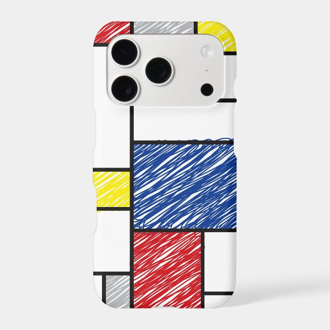 Mondrian Scribbles Minimalist De Stijl Modern Art (Back)