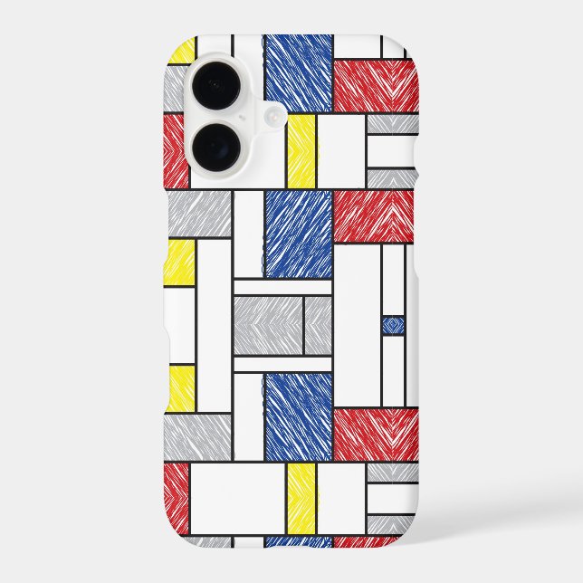 Mondrian Scribbles Minimalist De Stijl Modern Art (Back)