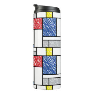 Mondrian Scribbles Minimalist De Stijl Modern Art Thermal Tumbler